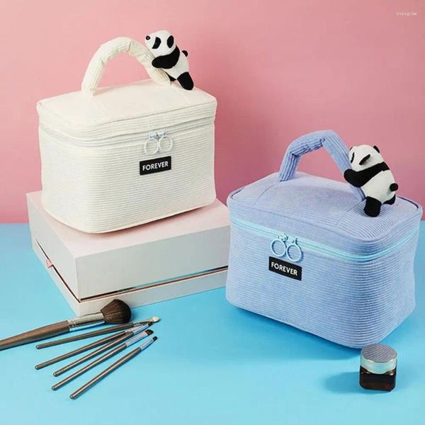 Bolsas de almacenamiento bolso cosmético gran capacidad exquisita cremallera suave linda bolsa de maquillaje panda para casa para el hogar