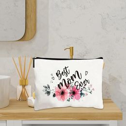 Sacs de rangement Sac à main en toile de coton Cosmetique avec une pochette à fermeture éclair pour toilette Gift Doad Gift Dow