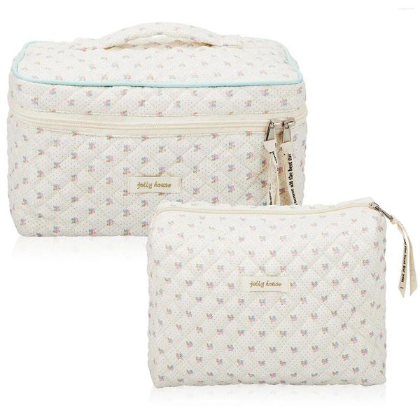 Sacs de rangement coton Kawaii sac cosmétique grand voyage maquillage pochette matelassée Coquette Floral toilette femmes filles femmes trucs