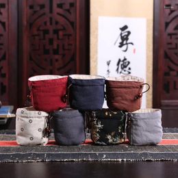 Storage Bags Cotton Linen Bag Teacup Built Cup Portable Travel Drawstring Pocket Personal Toy