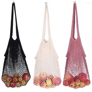 Sacs de rangement Coton Mesh Net String Sac à provisions réutilisables Fruits pliables Tapés à main Femmes Tote de Femme 2024