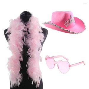 Sacs de rangement chapeau de cow-girl rose avec lunettes de soleil nouveauté preppy en forme de coeur décoration de fête respectueuse de la peau