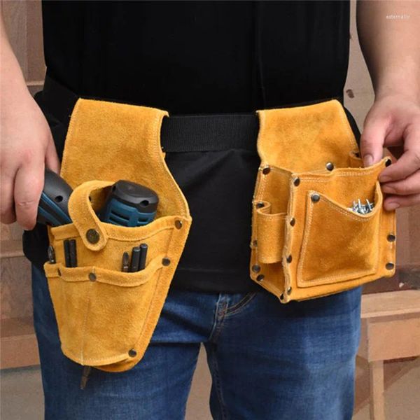 Bolsas de almacenamiento Funda de taladro de cuero Bolsa de herramientas Bolsa de cinturón eléctrico con accesorios para destornilladores eléctricos