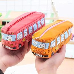 Sacs de rangement Créative Cartoon Bus Bus Cur crayon Canvas grande capacité Car Crayon stylo à glissière pour la papeterie d'étudiants Supplies d'école