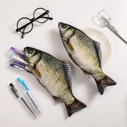 Sacs de rangement Boîte à crayons de poisson créative Grande capacité Mises à niveau Étui à stylos Cadeau scolaire Sac de fontaine amusant Fournitures Trousse à crayons