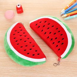 Opbergzakken Creative Watermelon pluche potloodkoffer Kawaii Potlood Case School pen Bag Supplies Box Pencils Zak Steerderij