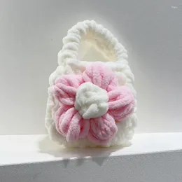 Opbergtassen creatief geweven bloemhoofdtelefoontas airpods usb kabel munt meisje ornament case draagbare oortelefoon