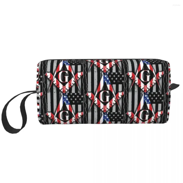 Bolsas de almacenamiento Flagante American Flag American Travel Bag Cosmetic Freeson Masonic Makeup Organizer Lady Beauty Dopp Kit