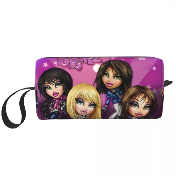 Sacs de rangement Cartoon personnalisé Bratzs Doll Toitry Sac Femme TV Movie Film Makeup Cosmetic Organisateur Ladies Beauty Dopp Kit Case