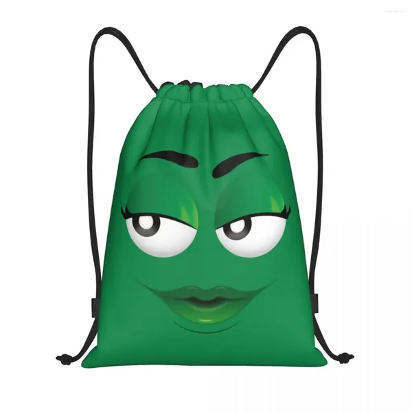 Sacs de rangement Cartoon Cartoon Chocolate Green Candy Visages Sac à cordon Femmes hommes Men de sport léger Sac à dos