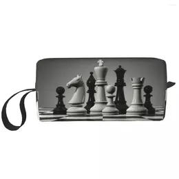 Bolsas de almacenamiento Bolsa de tocador de ajedrez personalizada para mujeres amantes del juego Organizador de maquillaje cosmético Lady Beauty Dopp Kit