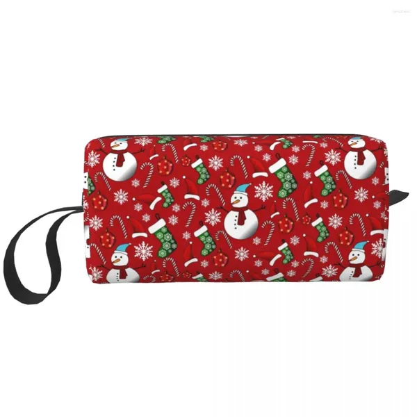 Sacs de rangement personnalisés Christmas Snowman Travel Cosmetic Sac Femmes Gnome Gnome Année de maquillage Organisateur de toilette Lady Beauty Dopp Kit