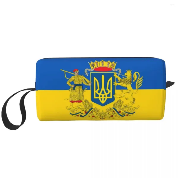 Sacs de rangement Couchés personnalisés Sac de toilette Ukraine Femmes Falle Ukrainien Flag Organisateur de maquillage cosmétique Lady Beauty Dopp Kit Box