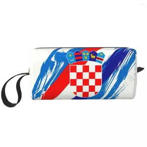 Sacs de rangement drapeau personnalisé de Croatie Travel Cosmetic Sac Femmes Croates Patriotique Proud Tobetry Makeup Madies BEAUTY DOPP Kit