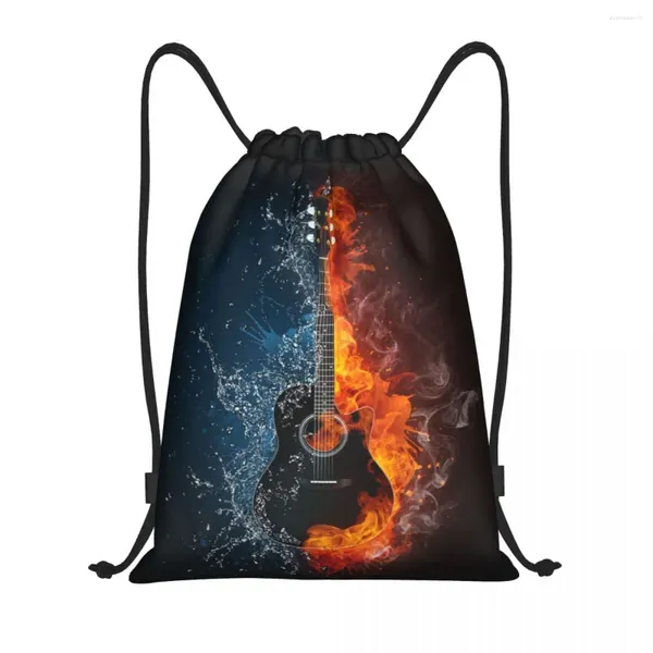 Sacs de rangement Notaires de guitare personnalisées dans l'eau et le sac à cordon de tir pour entraîner des sacs à dos yoga hommes femmes sportives sportives Sackpack