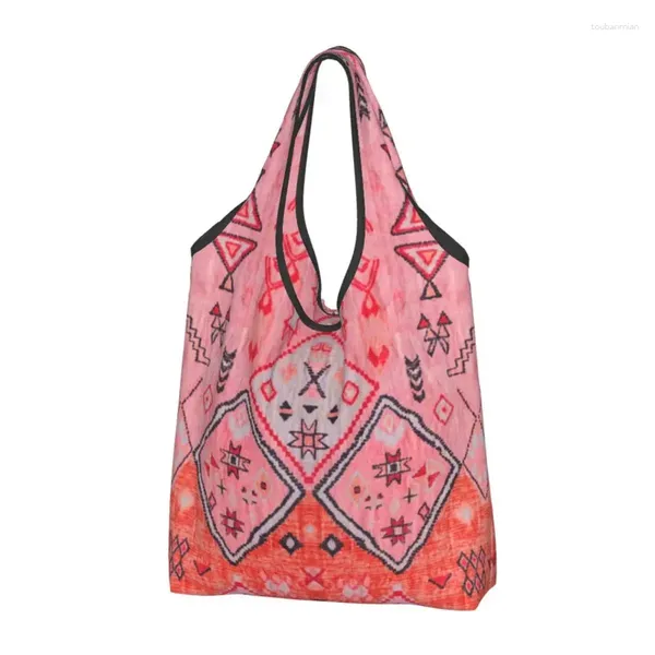 Bolsas de almacenamiento personalizado Anthropologie Heritage Bohemio Marrón Bolsa de compras Mujeres grandes comestibles Geométricos Boho Shopper Tote