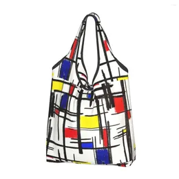 Bolsas de almacenamiento personalizadas Piet Mondrian Minimalista de STIJL Compras Mujeres portátiles Big Capacidad Comestibles Moderno de arte moderno comprador
