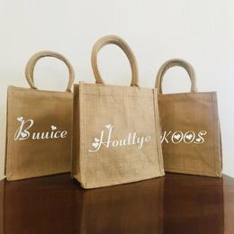 Bolsas de almacenamiento Bolsa personalizable Papel de aluminio Tote de yute Playa retro Objeto de boda personalizado Almacenamiento cultural Almacenamiento Almacenamiento