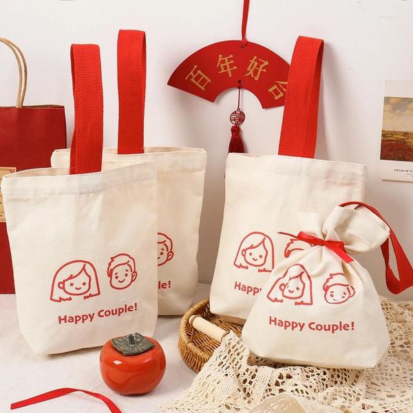 Bolsas de almacenamiento bolso personalizado mano bolso de regalo mini lienzo portátil de lienzo de caramelo de boda múltiples estilo