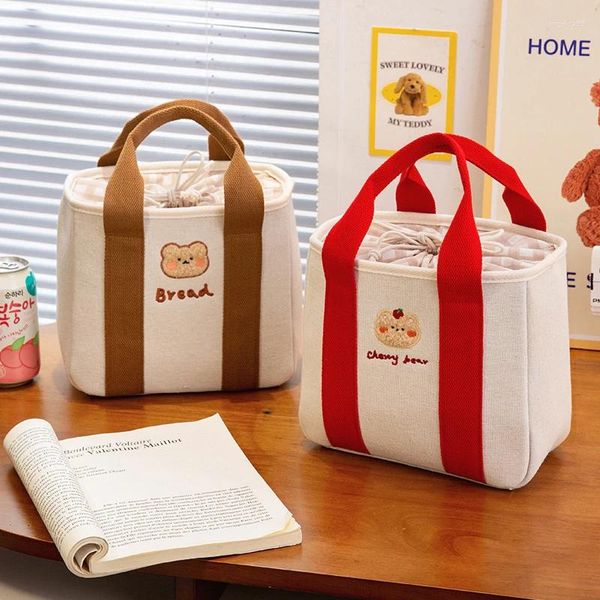 Bolsas de almacenamiento lonchera londa oso para niños mujer kawaii gran tamaño lienzo bolso termal portátil picnic comida comida