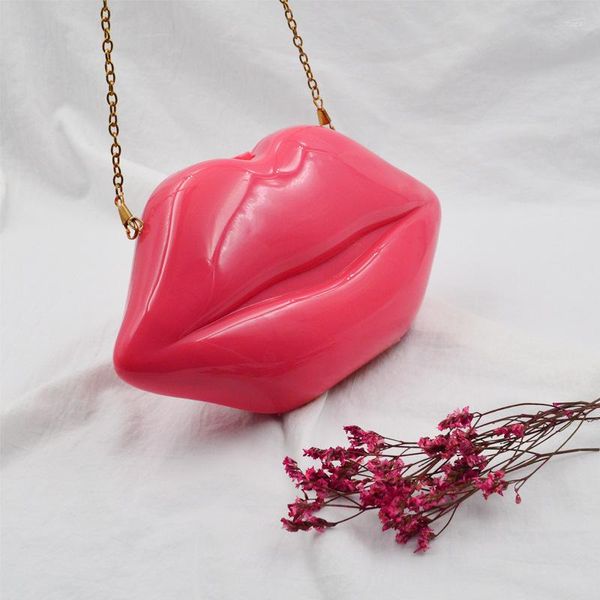 Sacs de rangement mignon grandes lèvres sac à bandoulière femmes sacs à main dame petit bandoulière acrylique gelée rouge-bouche pochette