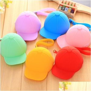 Opbergzakken Leuke Cartoon Snoep Kleur Baseball Cap Sleutelhanger Munt Case Mini Hoed Sleutel Sile Vrouwelijke Verandering Koppeling Meisjes Drop Levering Hom Dh658