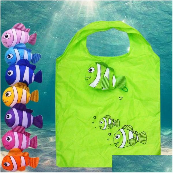 Sacs de rangement Mignon Dessin animé Fish Shop Sac Voyage Réutilisable Pliable Sac à main Épicerie Fourre-tout Accueil DHS Drop Livraison Jardin Housekee Organiza Dh5An