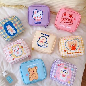 Sacs de rangement Mignon Dessin animé Femmes Tampon Sac Mini Portable Serviette Hygiénique Étanche Cosmétique Pochette Kawaii