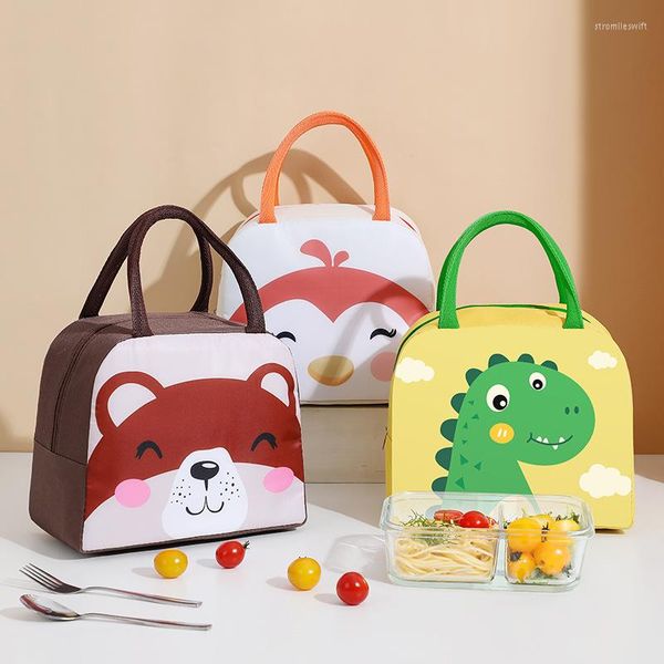 Bolsas de almacenamiento para niños, bolsa Bento impermeable para niños, caja de animales de dibujos animados, contenedor de comida de bolsillo para pícnic al aire libre