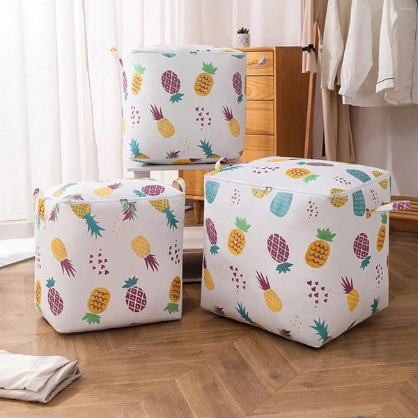 Sacs de rangement Sacs de rangement imprimés de fruits mignons Sac de garde-robe Couverture de couette Pull Vêtements Conteneur Pochette de vêtements Pliable Organisateur de placard