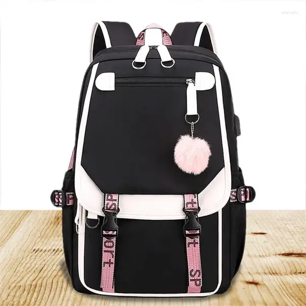 Bolsas de almacenamiento mochila linda mochila para mujeres bolsas de libros con bolsas de escuelas de puerto usb 27l Campus de ocio Daypacks