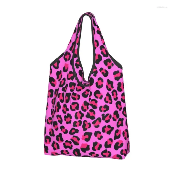 Bolsas de almacenamiento lindo leopardo Cheetah Patrón sin costuras Compras Tote Portable Animal Piel Señoras Manchas Compañeros Compente de hombro Bolso de hombro