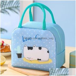 Opbergzakken Leuke lunchtas Cartoon Bento Box Klein thermisch insated zakje voor kinderen Kind School Container Tote Handtas Drop Delivery Dhdgr