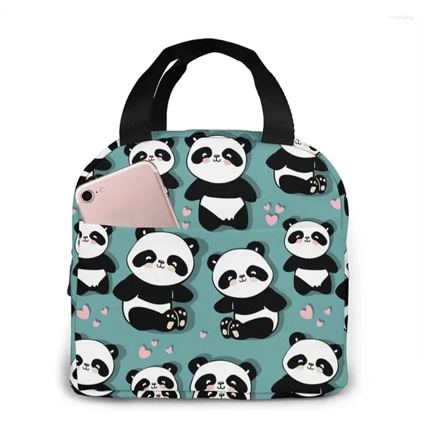 Sacs de rangement mignon panda box isolée cool à lunch sac hommes femmes filles filles adolescents adolescents tote petit pour le bureau de pique-nique de travail