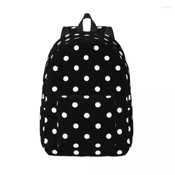 Sacs de rangement Mignon Polka Dot pour adolescents Student School Bookbag Toile Daypack Elementary High College avec poche