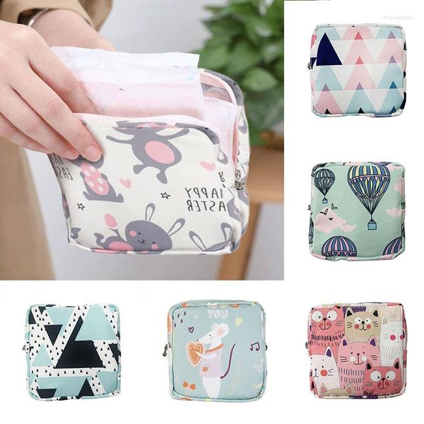 Sacs de rangement Mignon Serviette Hygiénique Pad Pochette Sac Belle Filles Bourse Serviette Organisateur Femmes En Plein Air Cosmétique Maquillage