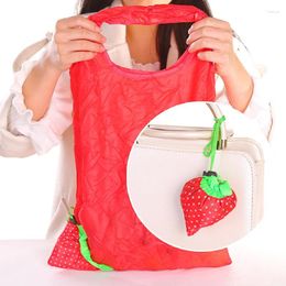 Sacs de rangement mignon fraise forme pliable sac à provisions réutilisable fourre-tout portable voyage épaule pliante organisateur de maison