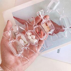 Sacs de rangement mignonnes adolescentes Candy Shape Transparent Makeup Box Mini Boucles d'oreilles Sac Jewelry Travel Container Organisateur
