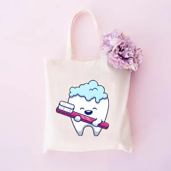 Bolsas de almacenamiento de dientes lindos lienzo de alumno de lienzo de mujeres