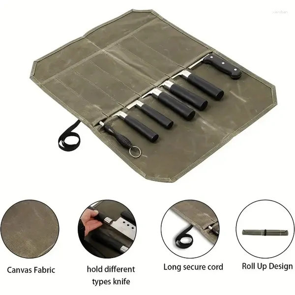 Bolsas de almacenamiento enrolly rollo de lona portátil portátil bolsita botón espesado empaquetado caja de paquete de navegas de cuchilla de cuchara