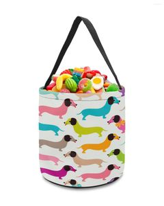 Sacs de rangement teckel Catoon chien Kawaii panier seau à bonbons Portable maison sac panier pour enfants jouets fête décoration fournitures
