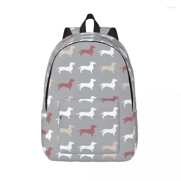 Sacs de rangement Teckel Dog Sac à dos Middle High College School Student Bookbag Teens Toile Daypack Cadeau