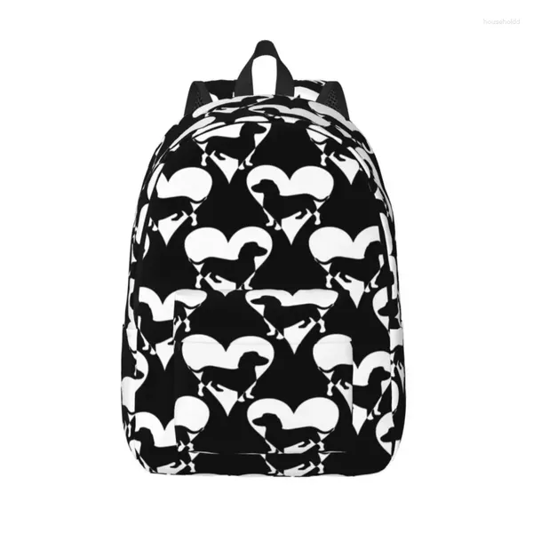 Sacs de rangement Teckel Dog Heart pour adolescents Student School Bookbag Toile Daypack Middle High College Randonnée