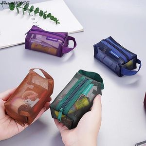 Opbergzakken Dark Series Vintage driedimensionaal vierkant nylon mesh portemonnee-etui met grote capaciteit sleutel lippenstift oortelefoon organisator kaart