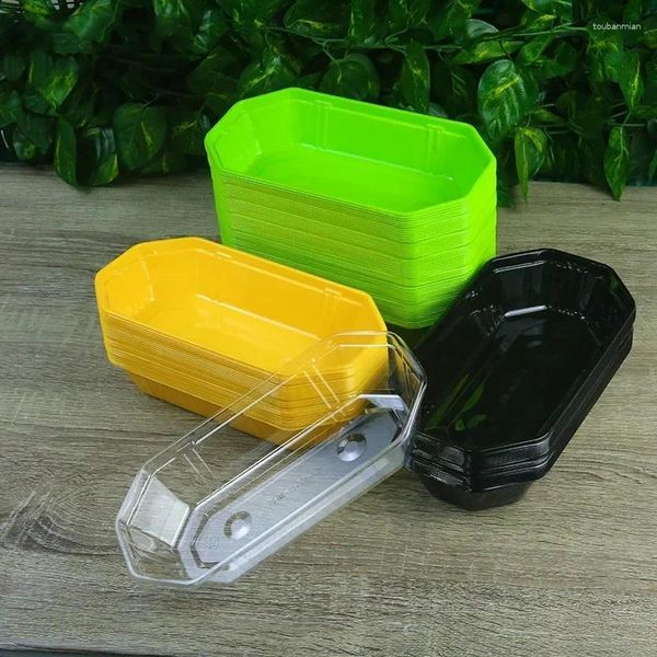 Bolsas de almacenamiento Caja de embalaje de frutas desechables Cajas de uvas y fresas de colores descubiertas en forma de barco Plástico transparente rectangular