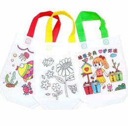 Opbergzakken Diy Knutselsets Kinderen Kleuren Handtassen Tas Kinderen Creatieve Ding Set Voor Beginners Baby Leren Onderwijs Speelgoed Schilderen Z Dhw0U