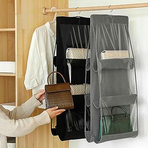 Sacs de rangement porte derrière le sac à main suspendu Portable transparent PVC anti-poussière organisateur garde-robe tissu Non tissé