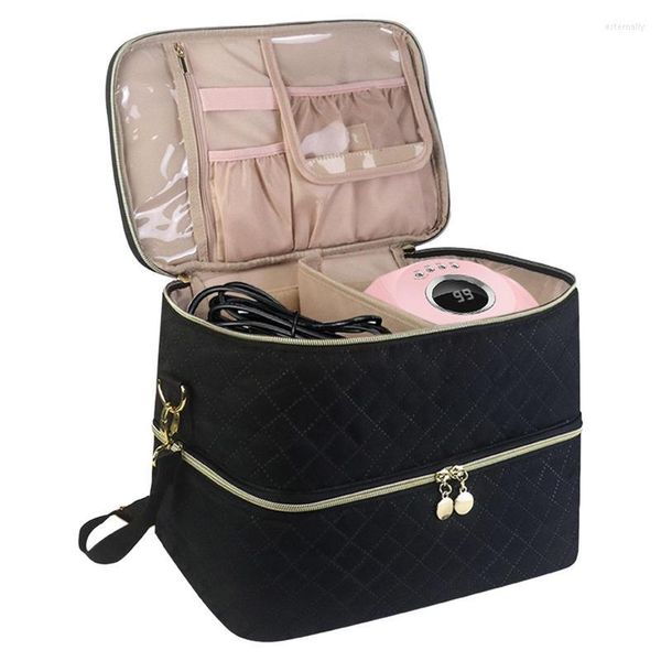 Sacs de rangement Double couche vernis à ongles sac Portable grande huile essentielle 30 bouteilles étui cosmétique sac à main organisateur support boîte