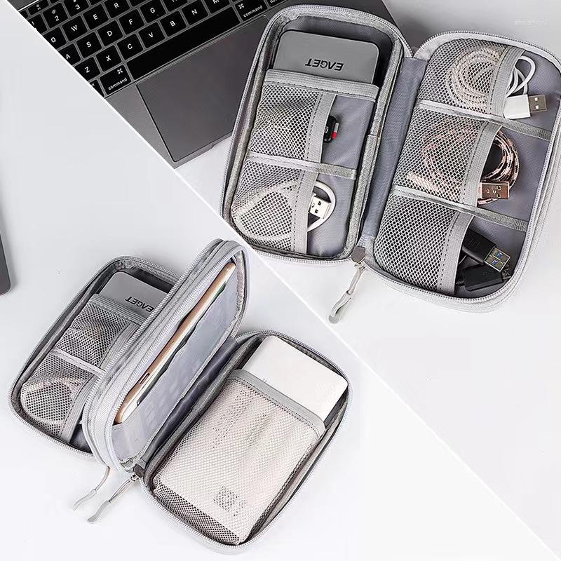 Storage Bags Double Layer Travel Bag Data Cable U Disk Pouch Charging Treasure Organizer Women's Waterproof Makeup