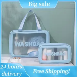 Sacs de rangement Double couche séparation humide PU femmes sac de voyage organisateur de maquillage sac de toilette étanche étuis à cosmétiques